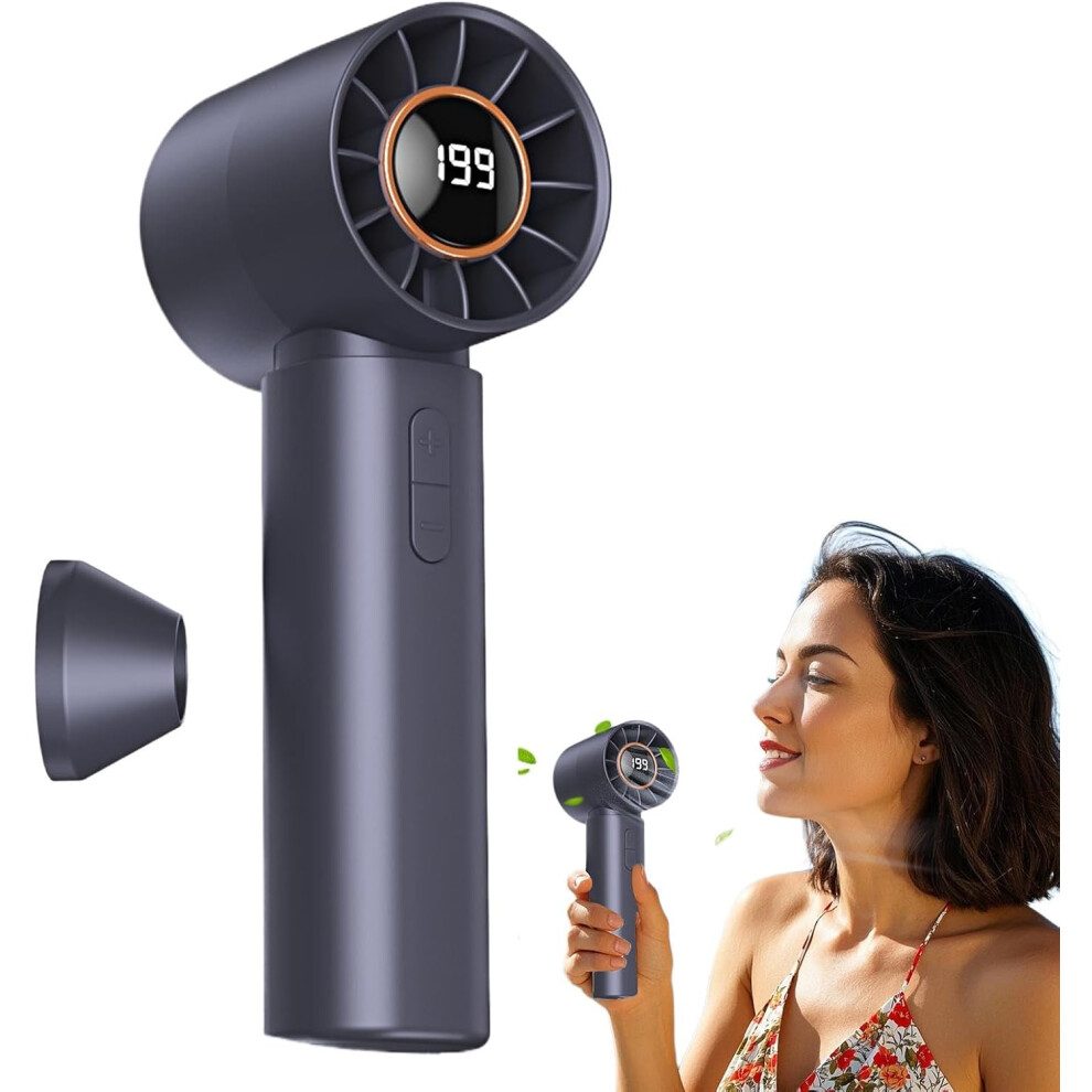(Gray) Hand Fan | Travel Portable Cooling Fan | Multi-Speed Adjustment, Battery Operated, Cool Gadgets for Camping, Working, Beach