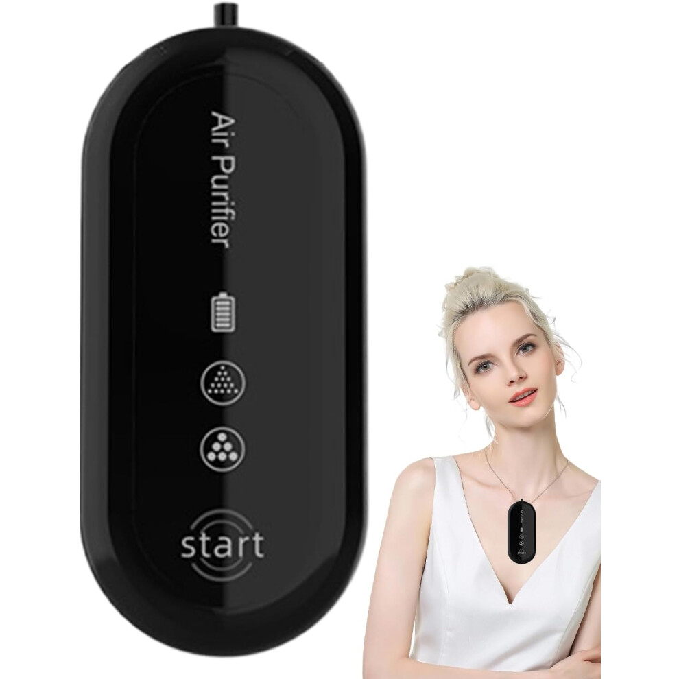 (Black) Personal Air Purifier Wearable - Portable Air Ion Generator Necklace - Efficient Purification, Wearable Anywhere for Travel, Airplane, Office & Home
