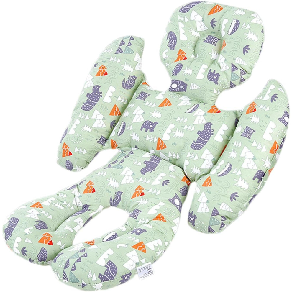 (Green) Pram Baby Car Seat Cushion | Stroller Head Body Support Insert - Cotton Fabric Stroller Cushion Insert For Baby Cradles, Strollers, And Car Se Green