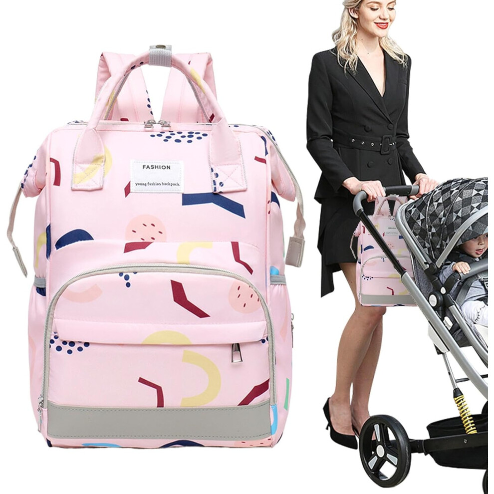 (Pink) Diaper Bags For Mom - Portable Multifunction Travel Tote Baby Changing Bags - Large Capacity Travel Backpack With Pockets For Mothers, Baby Bot Pink