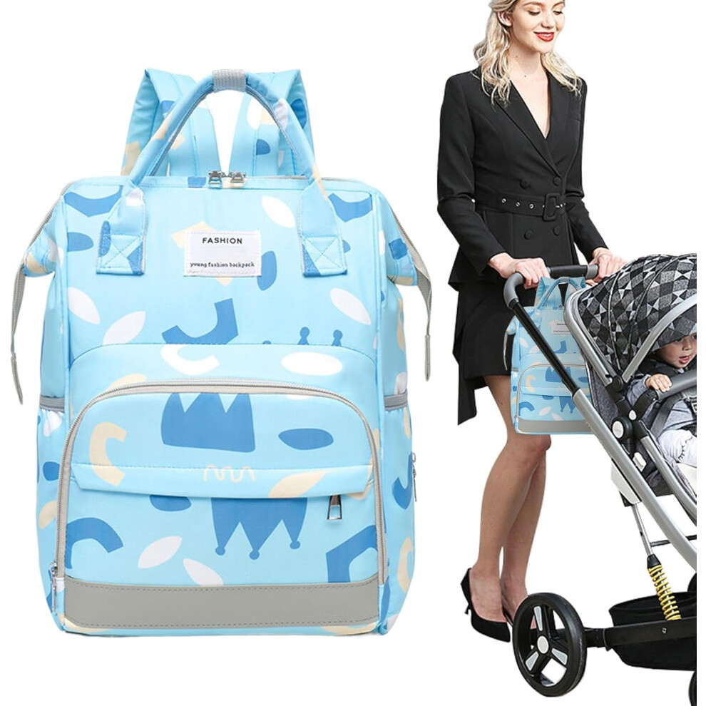 (Blue) Diaper Bags For Mom - Portable Multifunction Travel Tote Baby Changing Bags - Large Capacity Travel Backpack With Pockets For Mothers, Baby Bot Blue