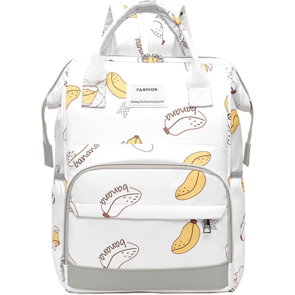 (White) Diaper Bags For Mom - Portable Multifunction Travel Tote Baby Changing Bags - Large Capacity Travel Backpack With Pockets For Mothers, Baby Bo White