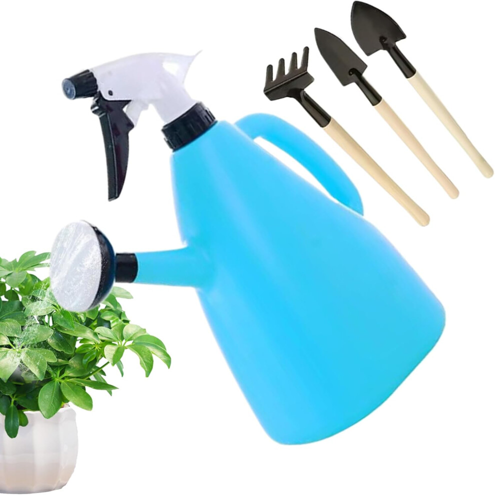 (Blue) Plants Watering Can | 1L Plants Watering Bottle,Gardening Supplies, Adjustable Spray Device For Garden Yard Backyard Lawn Driveway Patio