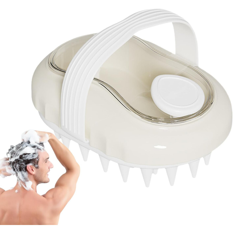 (White) Scalp Brush | Hair Scalp Massager - Silicone Bristles Hair Exfoliator for Women and Men Wet Dry Use