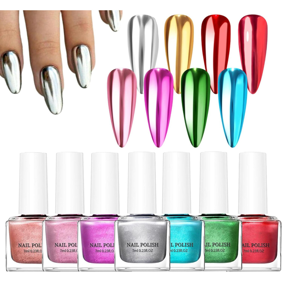 Gel Nail Polish - Bright Colorful Gel Nail Polish Mirror Effect - Quick Dry Manicure Art 8 Colors for Home Salon Professional Party Wedding Holiday