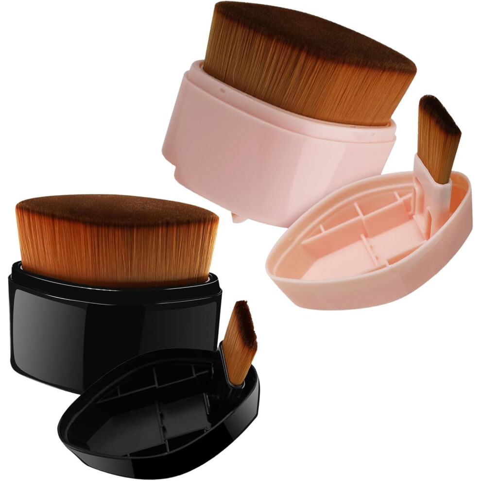 Pink/Black ( Black) 2 Pack Foundation Makeup Brush, Concealer Brush, Tan Brush, Bronzer Brush, Powder Brush, Sunscreen Applicator For Kids, Body Makeup Brush
