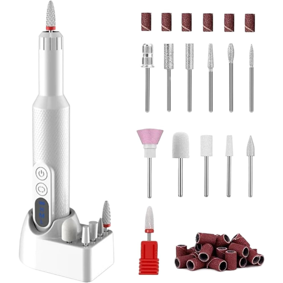 Cordless Nail Drill | Low-Vibration Nail File Drill with Three Speed - Powerful Flexible Manicure Supplies for Adults Beginners Enthusiasts Profession