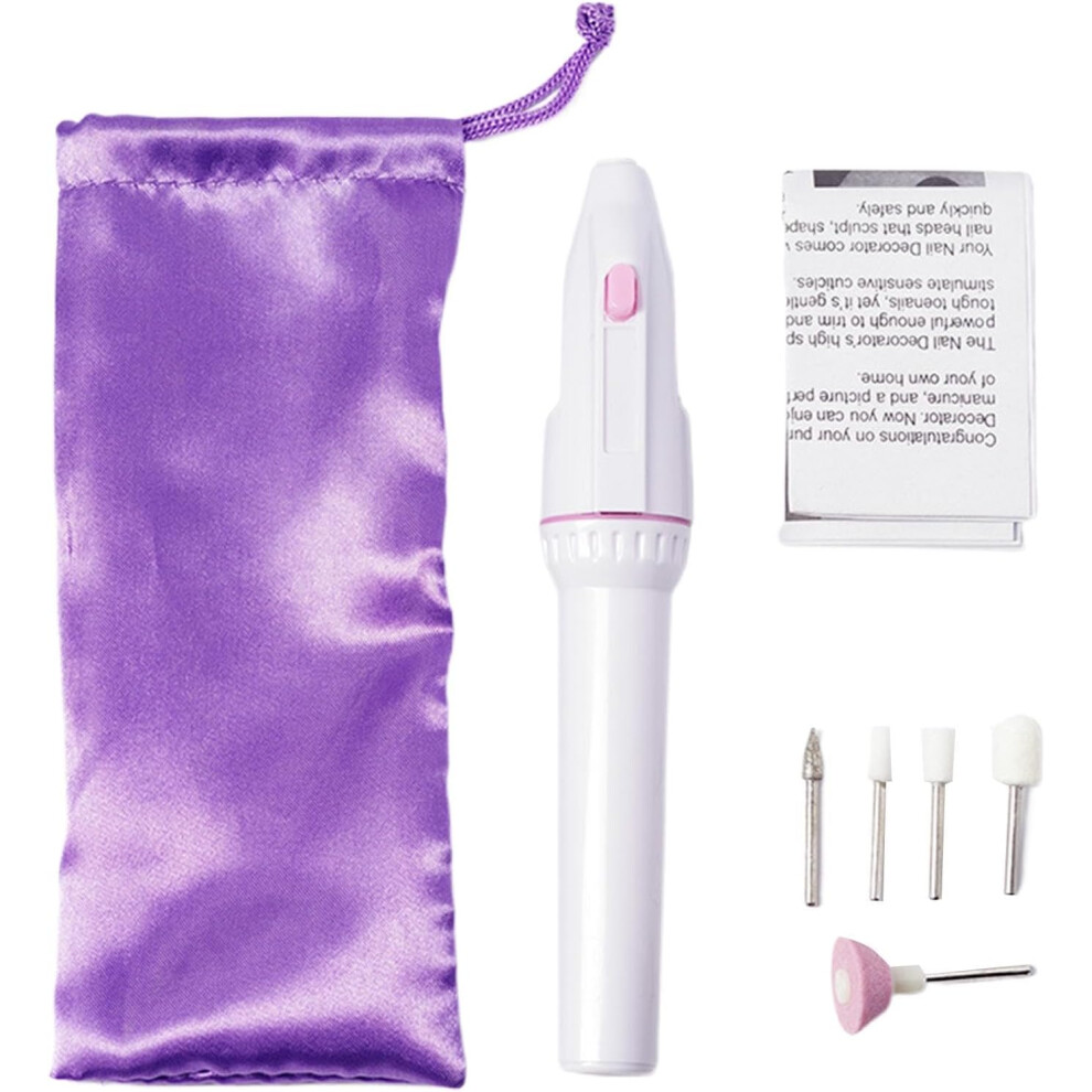 Cordless Electric Nail File Drill - Battery-Operated Manicure, Pedicure and Pet Nail Tool with 5 Grinding Heads