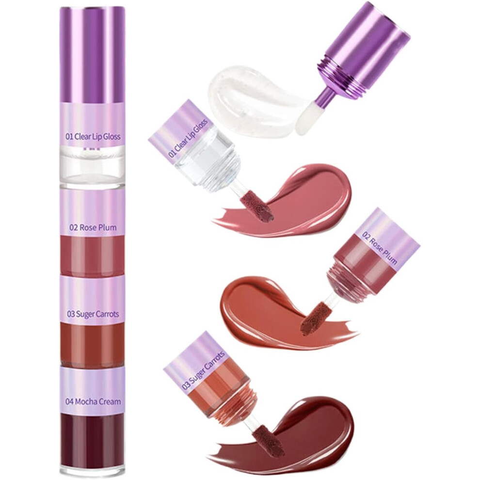 Lip Gloss Set for Teens,4 Color Glossy Lip Make-Up for Girls - Lasting Multi-Color Non-Stick Lip Gloss Makeup Kit for Women Girls