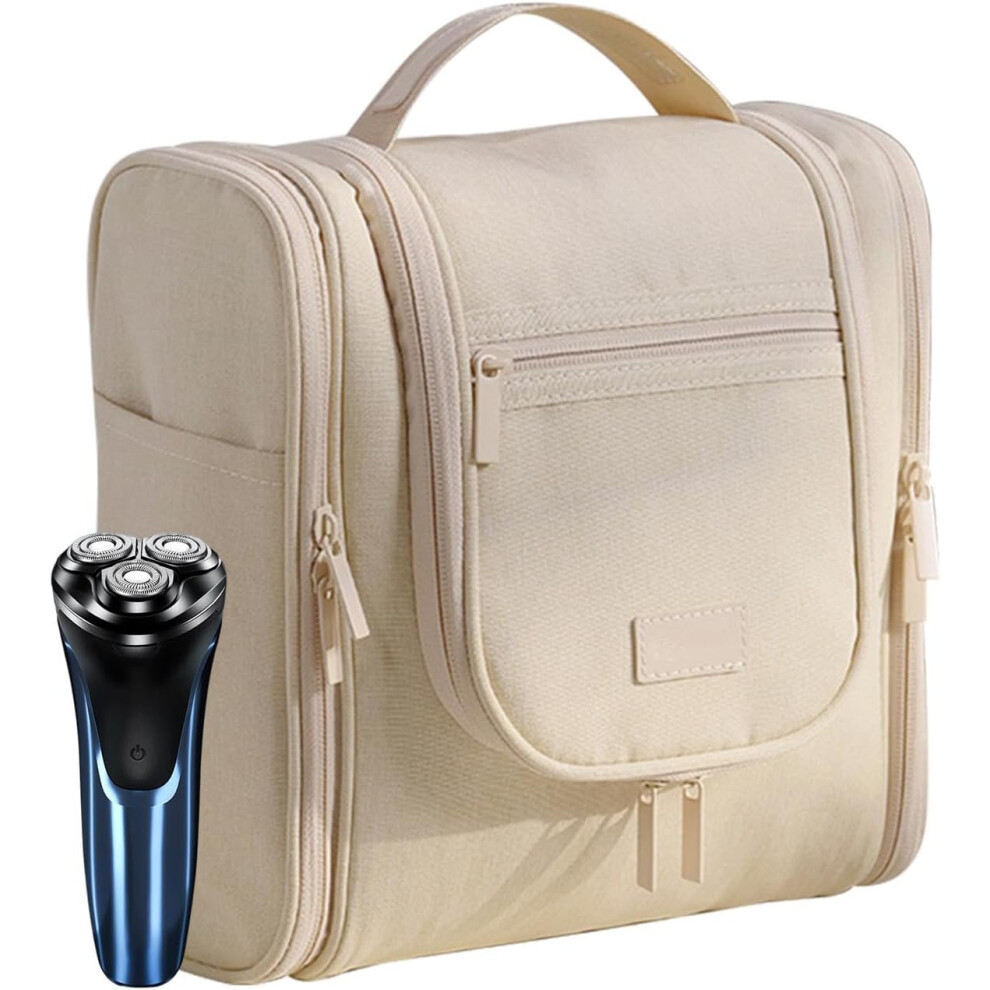 (Beige) Travel Bag for Toiletries, Travel Cases for Toiletries, Portable Toiletry Bag Travel Makeup Bag with Hangable Hook, Waterproof Travel Organizer Bag