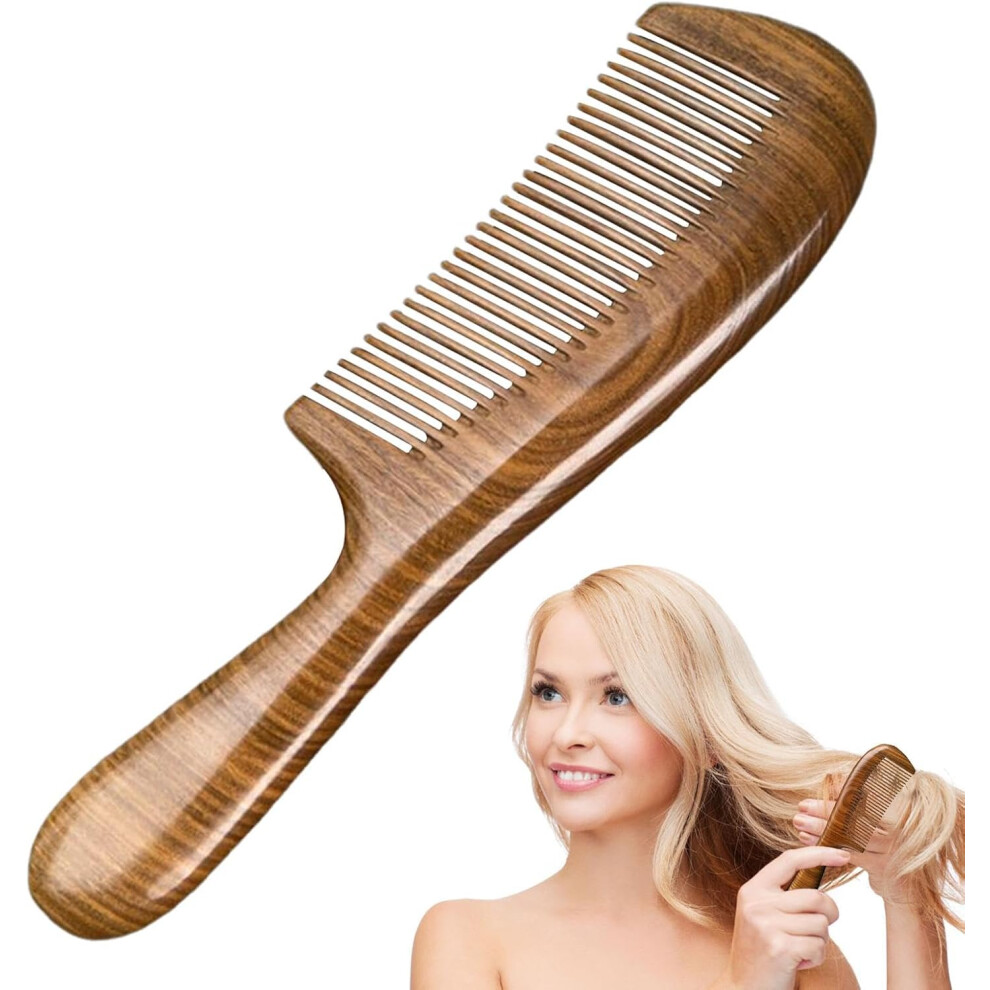 (A) Wooden Comb - Portable Handmade Hair Detangler Comb,Sandalwood Detangling Comb, Women Hair Styling Tools, Scalp Massager for Curly Wavy Long Hair
