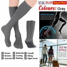 Grey Small/Medium Unisex Travel Flight Miracle Socks Compression Anti Swelling Fatigue DVT Support