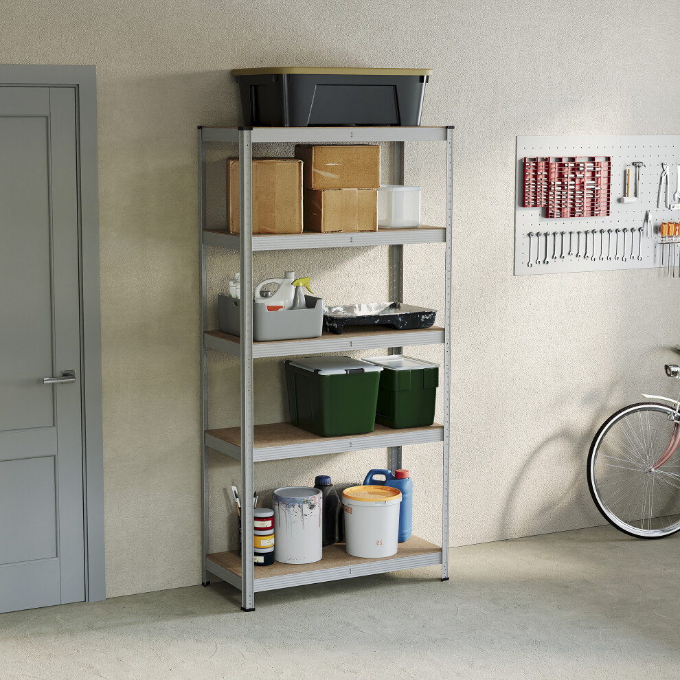 (Galvanised) 5 Tier Garage Storage Rack Adjustable Shelf Unit