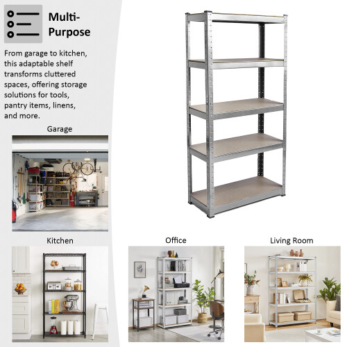 Vida Designs (Galvanised) 5 Tier Garage Storage Rack Adjustable Shelf Unit 2