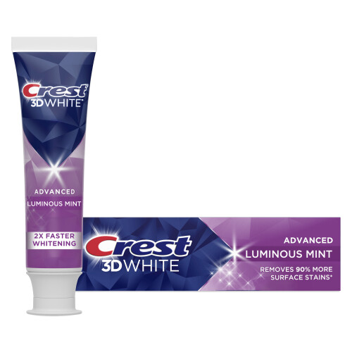 Crest Crest 3D White Advanced Luminous Mint Toothpaste - Whitens in 5 Days, Removes Surface Stains, 3.7 oz