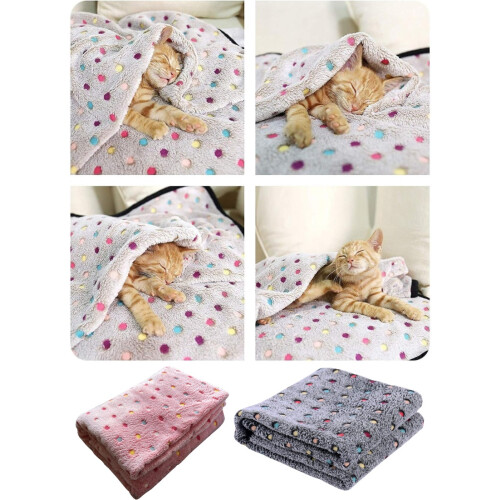 (Grey 150 x 200cm) Fleece Blanket Sofa Throw Glow Dot - Pink 2