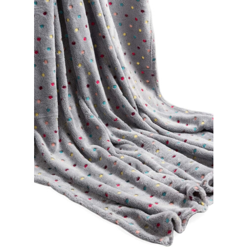 (Grey 150 x 200cm) Fleece Blanket Sofa Throw Glow Dot - Pink