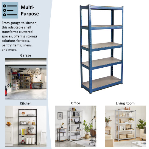 Vida Designs (Blue) 5 Tier Garage Storage Rack Adjustable Shelf Unit 2