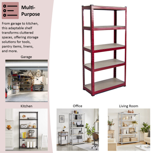 Vida Designs (Red) 5 Tier Garage Storage Rack Adjustable Shelf Unit 2