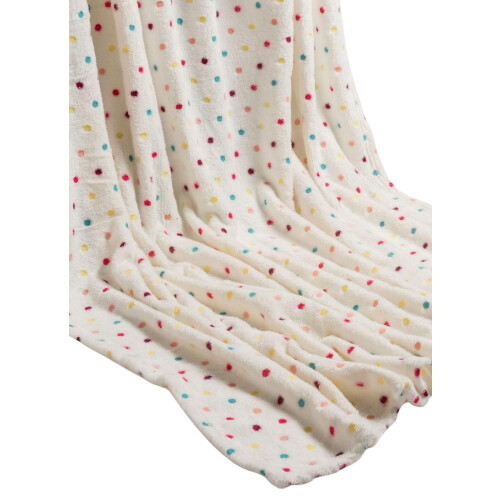 (Cream 150 x 200cm) Fleece Blanket Sofa Throw Glow Dot - Pink