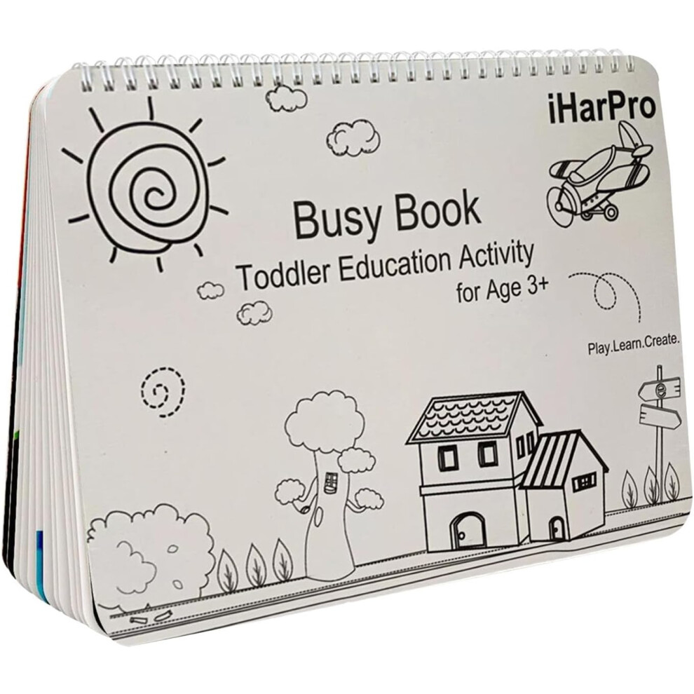 Busy Book Toddler - 12 Pages Kindergarten Educational Busy Book | Preschool Learning Book for Fun Education At Home Or Travel, Fine Motor Skills