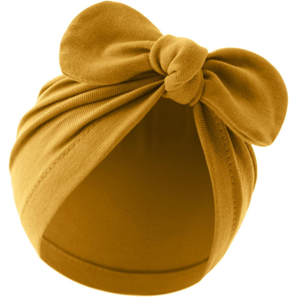 Beanies, Baby Cotton Headscarves, Cute Baby Hats, Knot Beanie Hats, Soft Cotton Hat for Baby Girls Boys Turmeric