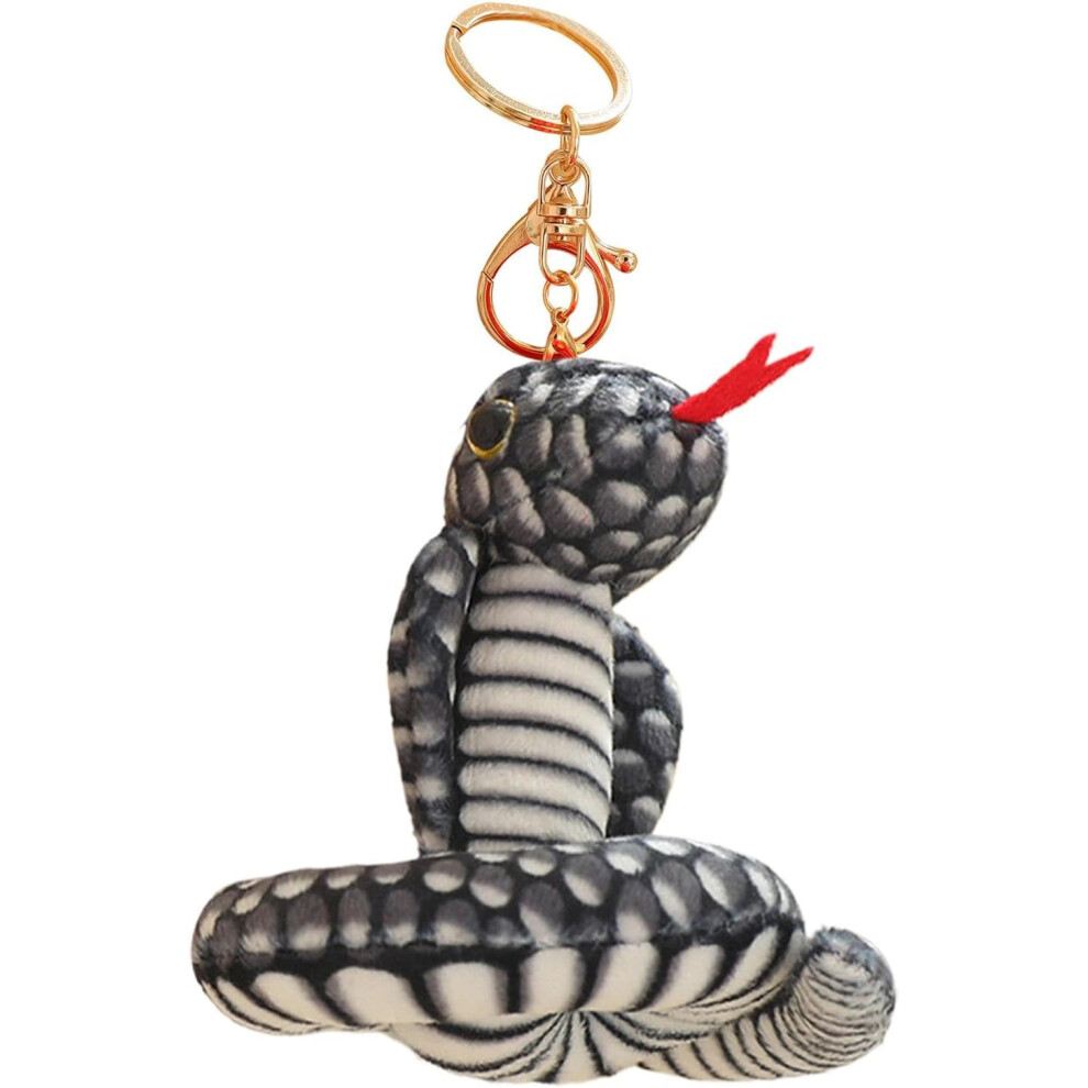 (Gray) Stuffed Snake Keychain,Small Snake Toy Pendant | Cute Snake Plush Keychain Pendant, Animal Plushie Pendant For Backpack Gray
