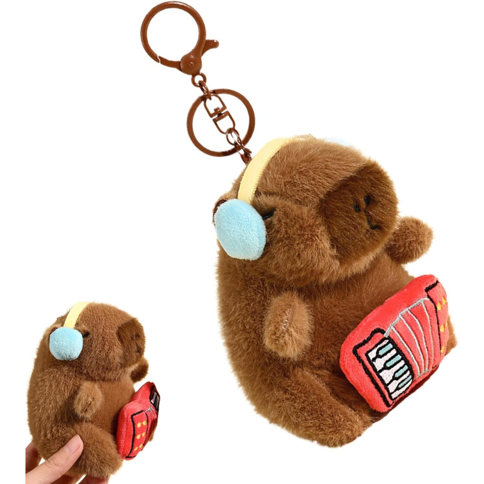 (Accordion) Capybara Bag Pendant | Purse Key Chain Pendant Charm,Animal Plush Toys for Kids Adults Handbag, Schoolbag, Bag Decoration