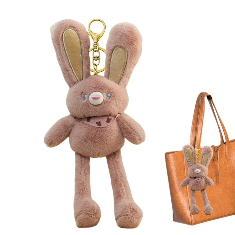 (B) Bunny Plush,Pulling Ears Handbags Key Ring | Soft Stuffed Rabbit Plush Toy Pulling Ears Bunny Schoolbag Keychain for Fun Interaction
