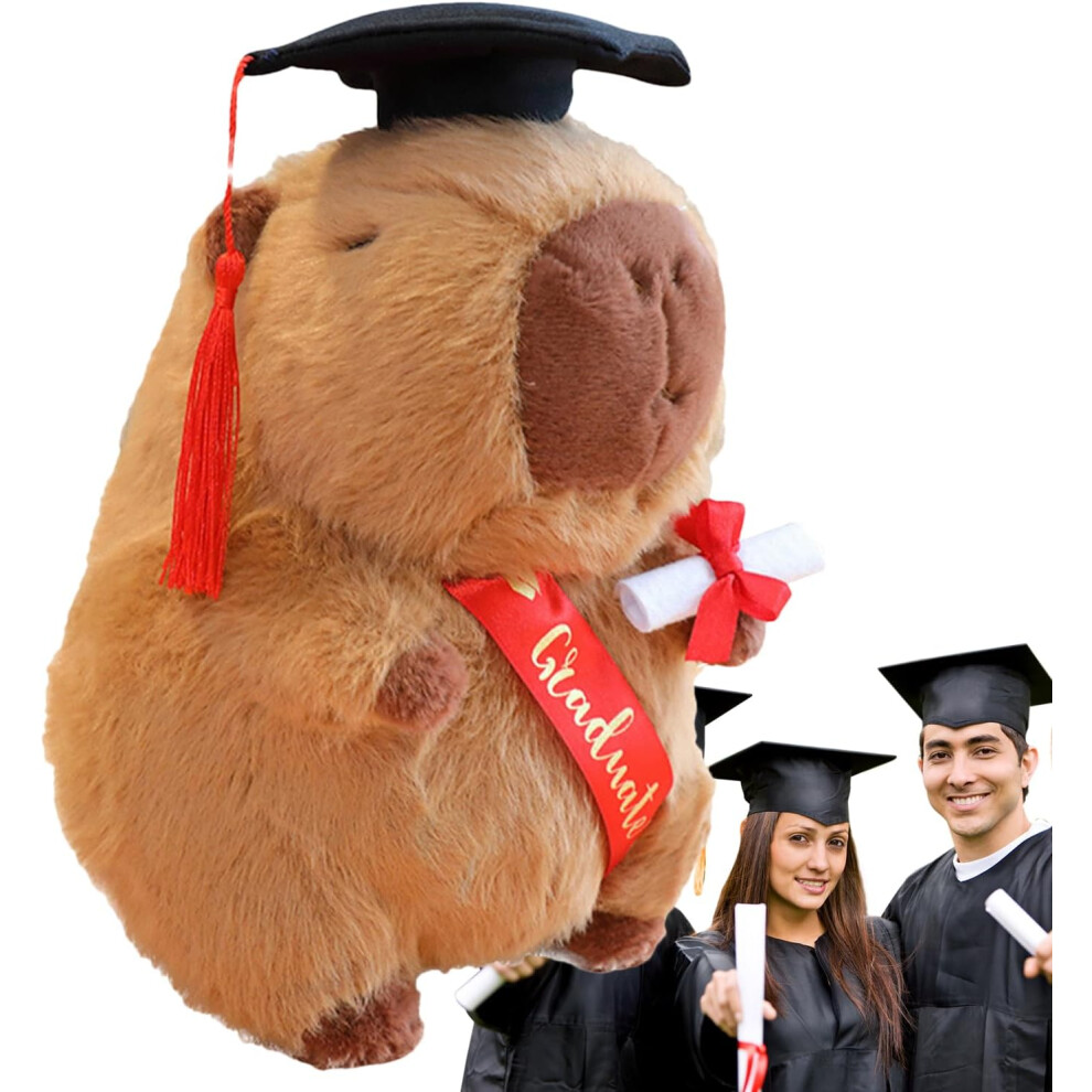 (Brown) Graduation Stuffed Animal | Adorable Stuffed 2025 Capybara Plush Toy - Huggable Doll Doctoral Hat Souvenir For Adult Children Brown