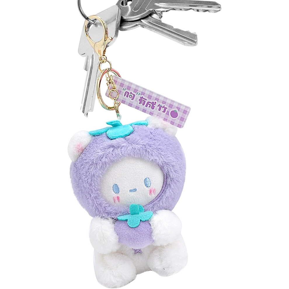 (Purple) Cute Bag Keychain Pendant,Cute Bag Pendants Plush Bear Keychain Pendant - Japanese Keychain Doll With Fruit Couple Key Ring For Bag & Backpac Purple