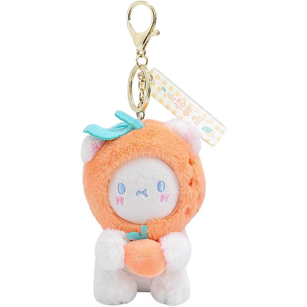 (Orange1) Cute Bag Keychain Pendant,Cute Bag Pendants Plush Bear Keychain Pendant - Japanese Keychain Doll with Fruit Couple Key Ring for Bag & Backpa