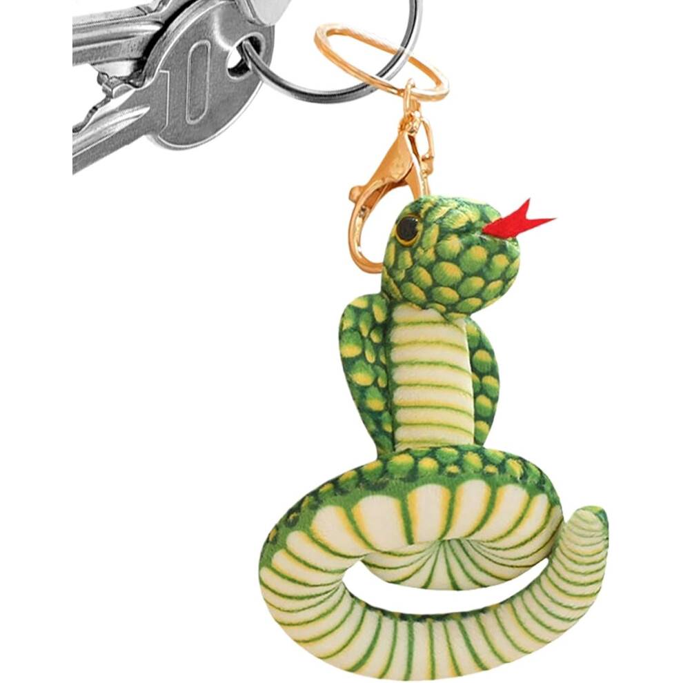 (Green) Plush Snake Toy | 3.15In Plush Snake Keyring,Simulated Cobra Rattlesnake Bag Pendant Ornament For Teens Prank Props Green