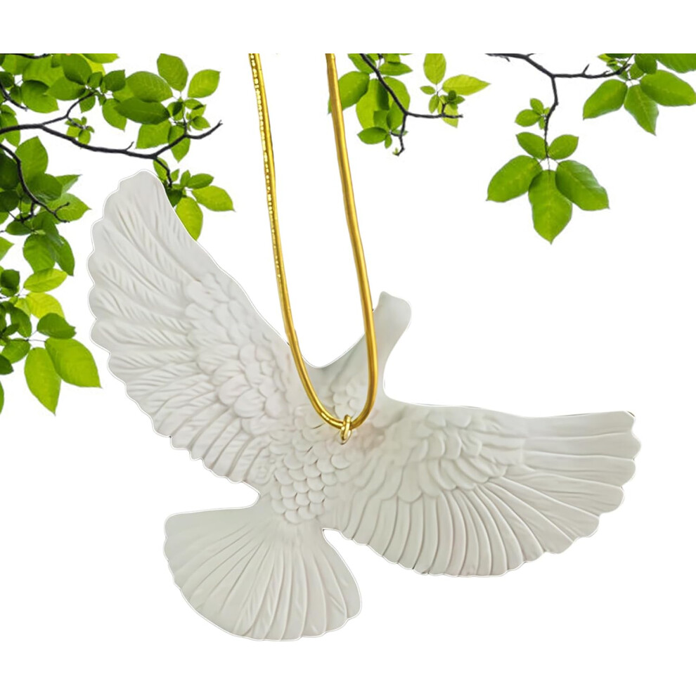 Peace Pigeon Ornaments, ABS Lifelike Peaceful White Flying Pigeon Pendant, Seasonal Decor, Home Decoration For Garden, Key Chain, Mobile Phone