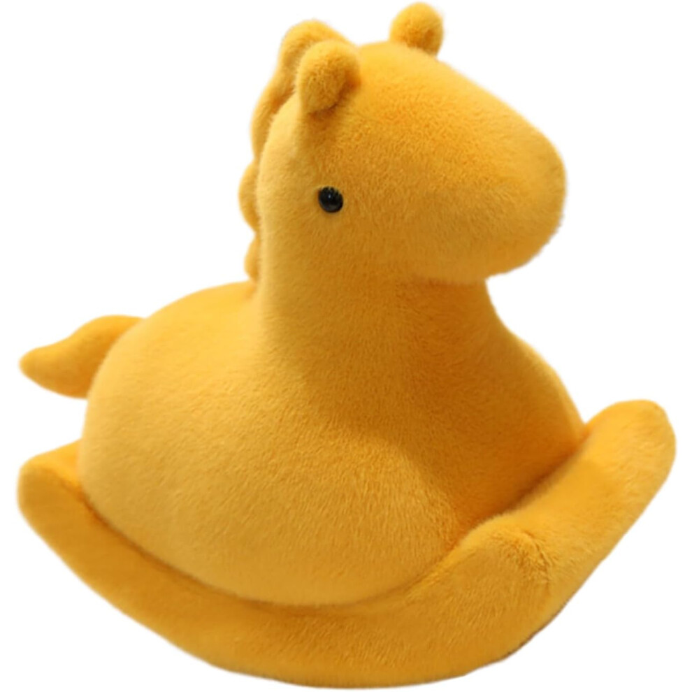 (Yellow) Stuffed Horse Plush Toy | 15.7 Inch Rocking Horse Huggable Toy - Soft Collectible Animal Desktop Ornament, Sleeping Companion For Bed Sofa Ca Yellow