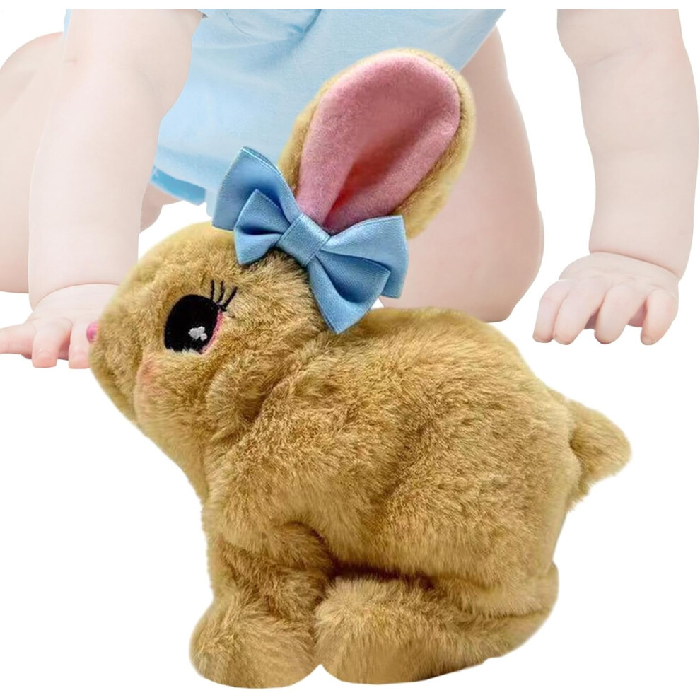 Realistic Interactive Bunny Plush - Realistic Electronic Pet Bunny,Educational Stuffed Animal Plush Interactive Toy Figures Rabbit Hopping Twitching