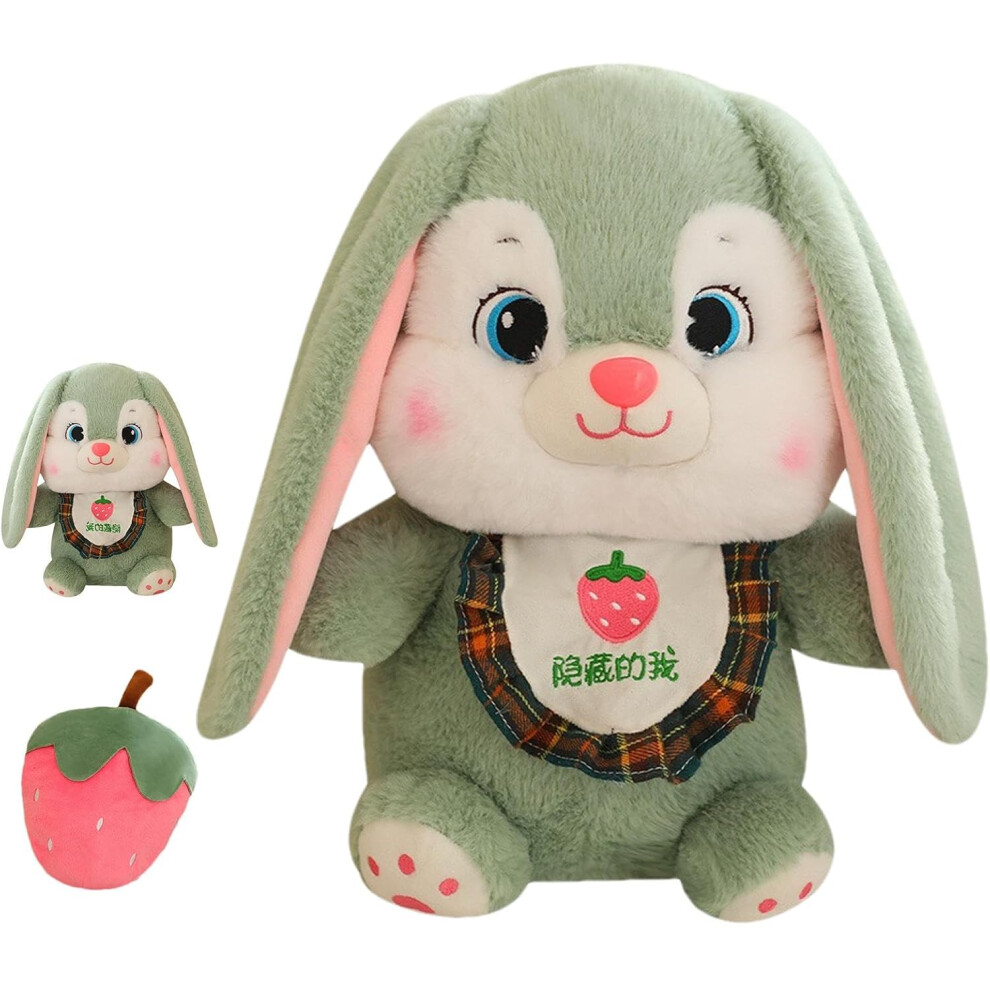 (Transform Into Strawberry) Reversible Plush Animal,9inch Rabbit Capybara Flipping Plush Toy - Pumpkin And Strawberry Design Doll For Easter, Girlfriend, Boys, Girls, Daycare
