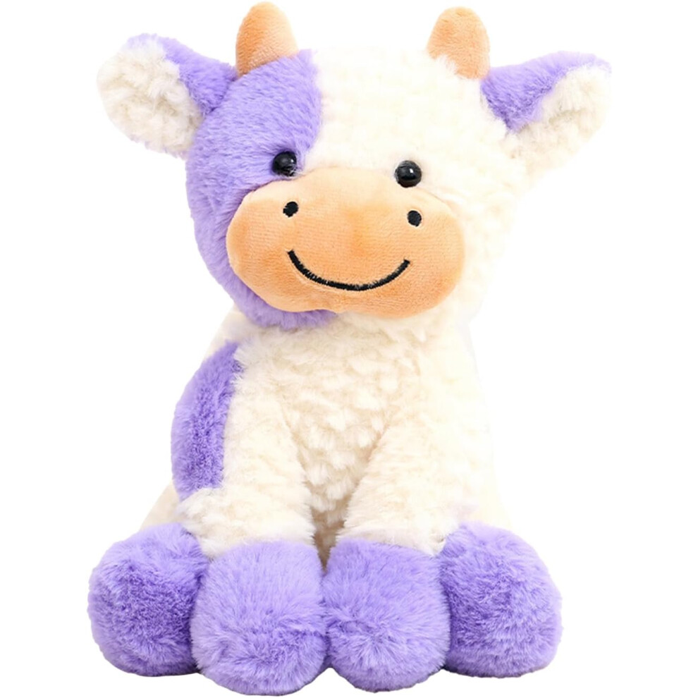 (Purple) Plush Cow Toy,Realistic Soft Healing Stuffed Animals Cow | Plush Safe Cute Cuddly Doll for Easter Valentines Day Farm