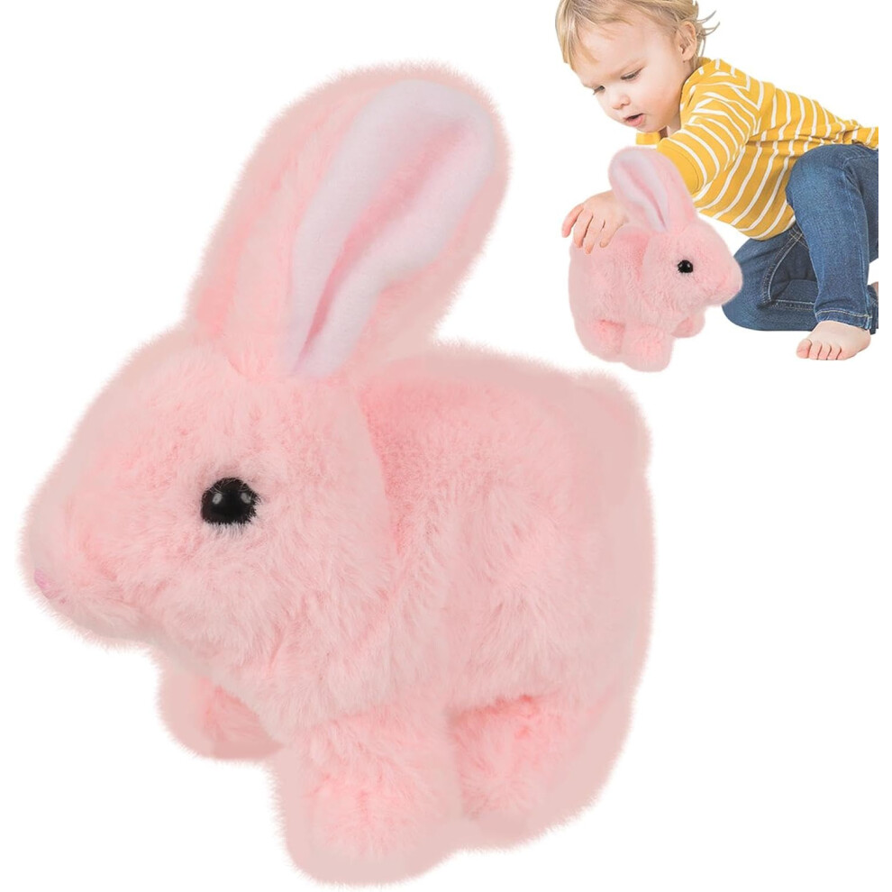 (Pink) Electric Rabbit | Electric Pet Small Bunny Stuffed Animal - Easter Festival Interactive kids toy, Cute Pet Animal with Jumping Twitching Functi