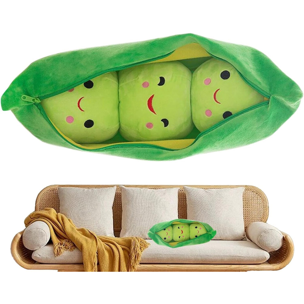 (C) Stuffed Pea Toy, Cute Pea Stuffed Toys In A Pod, Novelty Design, Soft Comfortable Cuddle Plant Doll Figure With Face Expression, Snuggle, Fo Green