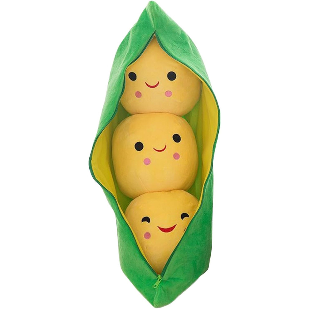 (-1) Pea Pod Plush Soft Toy, Cute Pea Stuffed Toys, Cartoon Plant Cuddle Snuggle Plushies Toy, Plush Character Figure With Zipper, Soft Throw Pi Yellow