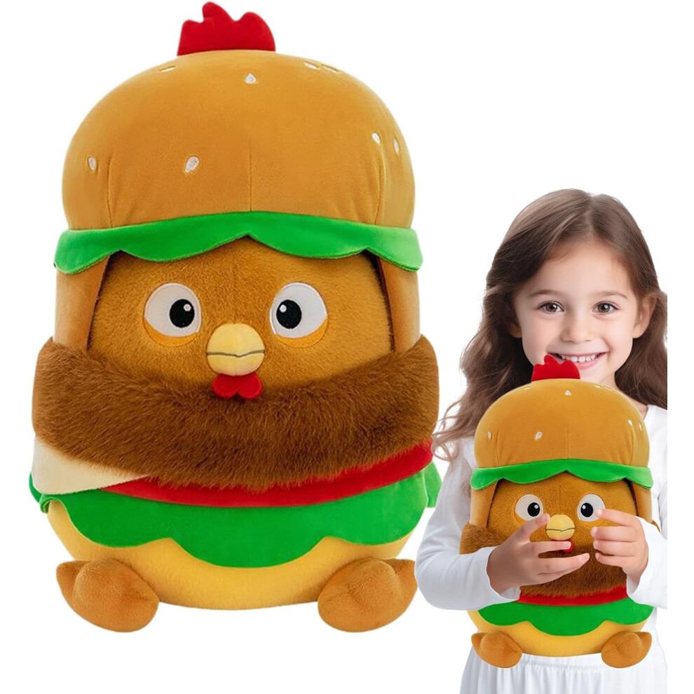 Plush Hamburger Chicken, Plush Stuffed Throw Pillow Hamburger Chicken Doll, Wife Girlfriend Daughter Huggable Animal Sofa Bed Ornament for Study Room