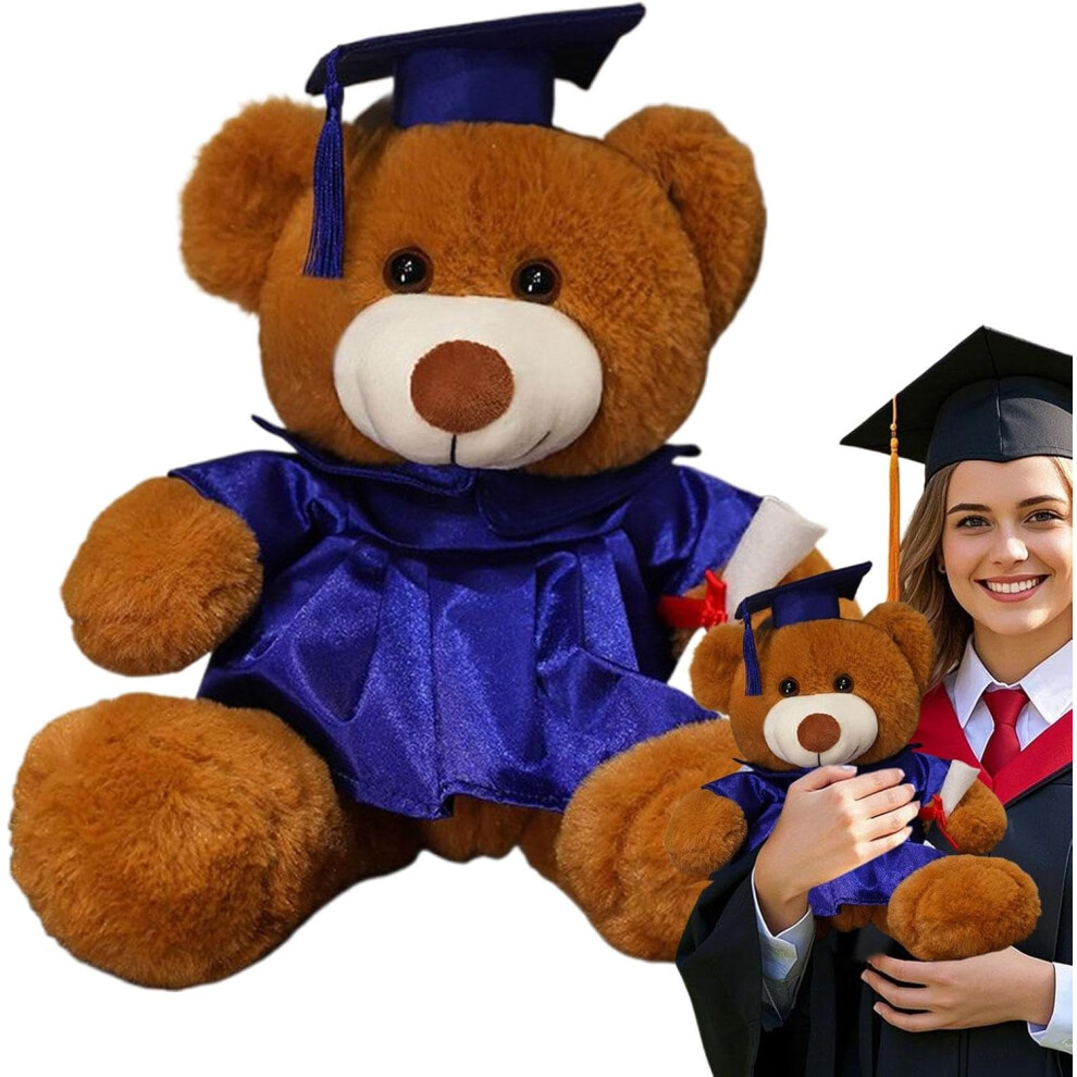 (Blue#H) Bear With Graduation Hat Toys - Graduation Bear Stuffed Doll - Plush Pillows Portable Soft And Comfortable Toy For Sofa Table Window Car Bed Blue