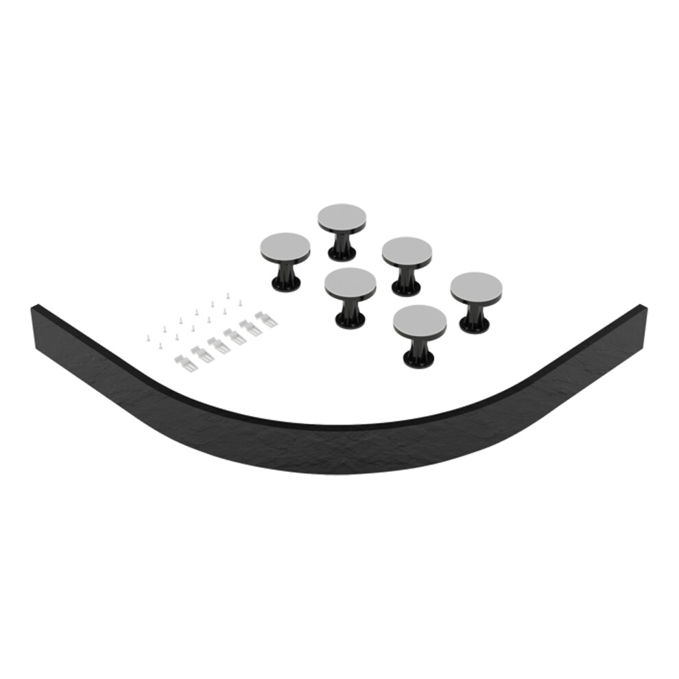 Nes Home Grey Shower Tray Panel & 6pcs Bath Legs For 700-900 Quadrant Tray