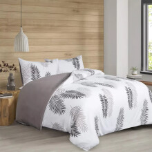 (White Leaf, King: 230 x 220 cm.) Moonlight Bedding Duvet Quilt Cover Reversible Printed Single Double King Size Bedding Set