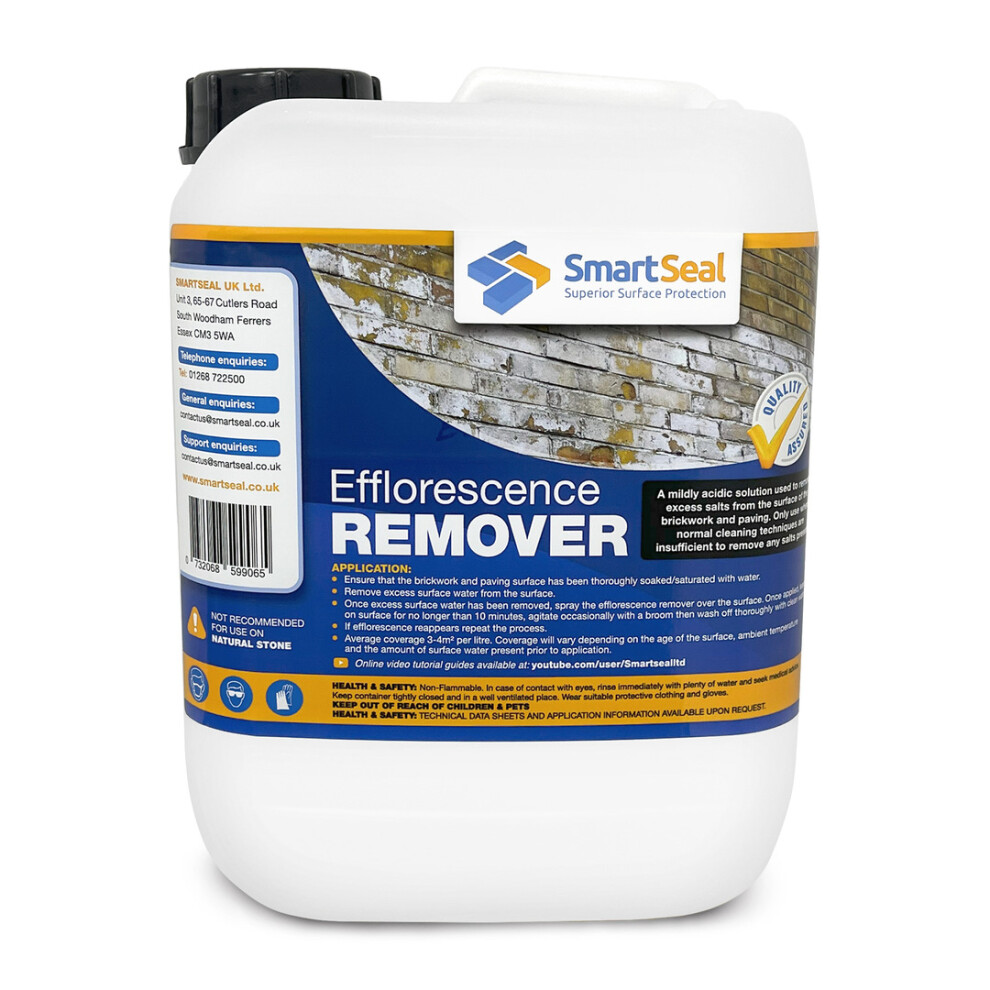 (5 Litres) Smartseal Efflorescence Remover - Easily Remove Efflorescence From Block Paving, Walls and Brickwork