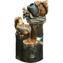 Solarbetriebene Gartenlichter, Eichh?rnchen/Ente, Wasserfallbrunnen-Statue, Tischdekoration