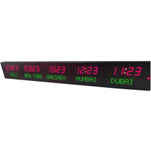Weltzeitzonenuhr, Digitale Uhr mit mehreren Zeitzonen, LED-Weltzeituhr, 3 Helligkeitsstufen, Weltzeituhr f??r 5 St?dte
