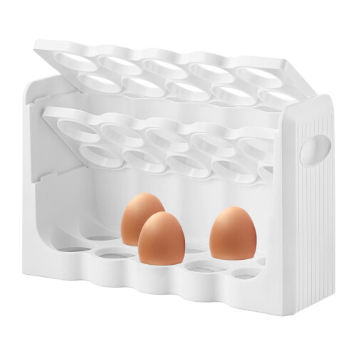 GEEZY GEEZY 30 Grid Egg Holder Fridge Organiser BPA Free 3 Layer Egg Storage Organiser