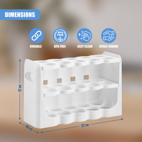 GEEZY GEEZY 30 Grid Egg Holder Fridge Organiser BPA Free 3 Layer Egg Storage Organiser 2